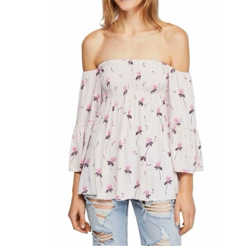 Free People • Lana Off The Shoulder Tunic-Cloud Berry Combo Pink Size Small NWT
